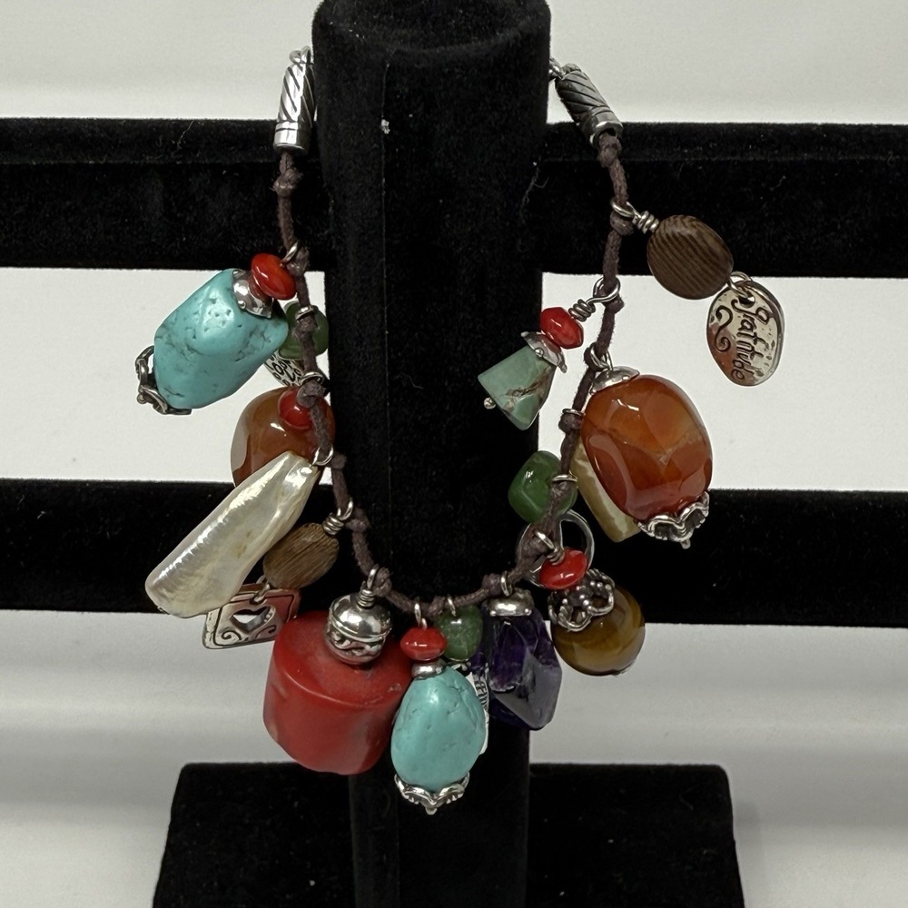 Brighton Imagine Peace Heart Love Gratitude Charm Beaded Bracelet NWOT - Picture 5 of 5